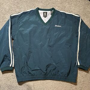 Vintage Michigan State Spartans Windbreaker Pullover Men’s XL Green Embroidered
